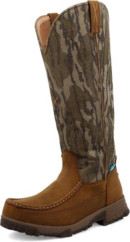 حذاء Twisted X للرجال مقاس 17 بوصة مقاوم للماء بسحاب خلفي على شكل ثعبان، Mossy Oak Bottomland in Kuwait
