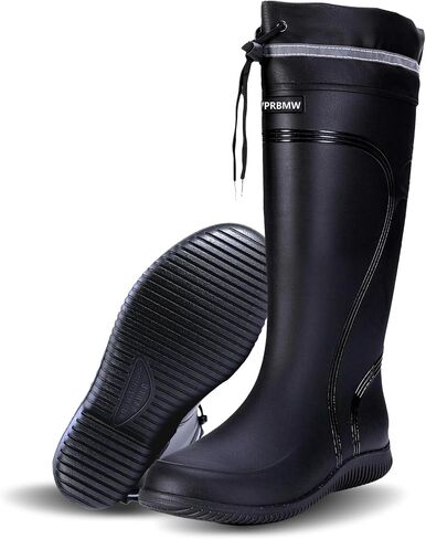 Mens Rain Boots Knee-High Waterproof with PVC Strap Boots Slip Resistant Muck Shoes for Outdoor Work Fishing Gardening Wet Environments in Saudi Arabia