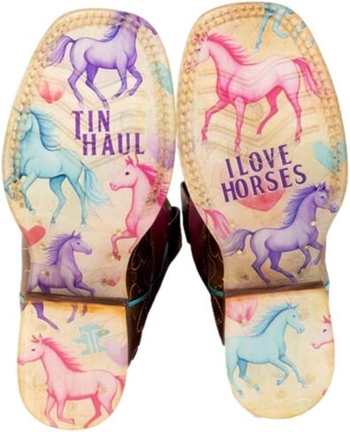 Tin Haul Kid's Sweetheart I Love Horses Sole Square Toe Boot in Kuwait