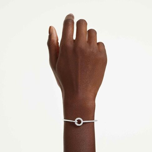 Swarovski Dextera bangle, Round cut, White, Rhodium plated in Saudi Arabia