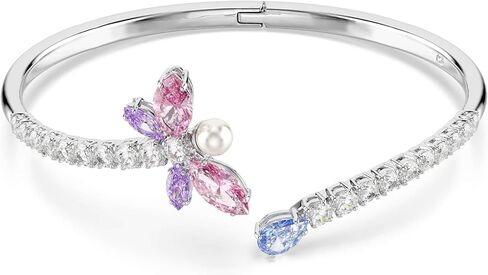 Swarovski x Ariana Grande Official Dragonfly Motif Bangle Bracelet, Mixed cut Multicolored Crystals, Rhodium Finish, Part of the Ariana Dragonfly Collection in Saudi Arabia
