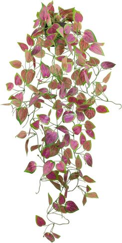 LOYWREE Small Fake Hanging Plant Artificial Potted Plants for Indoor Outdoor Aesthetic - 39in Realistic Faux Hanging Pothos with Ivy Vine for Shelf Decor in Home Office Gardens Greenery (Black Pot) in Saudi Arabia