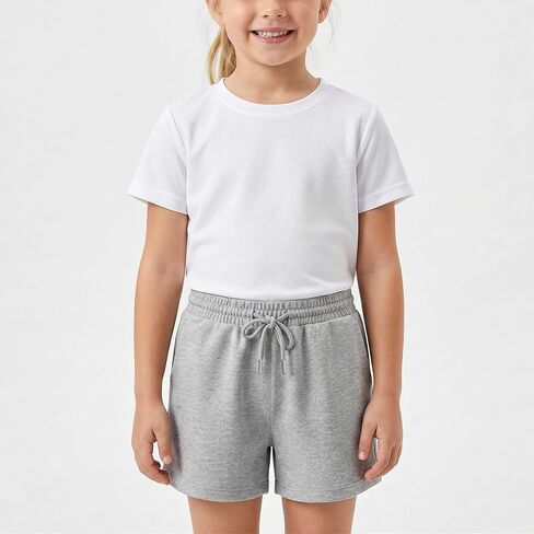 Girls Sweat Shorts, 2-Pack, Elastic Waistband with Pockets, Wrinkle-Free Quick-Drying Summer Athletic Shorts in Kuwait
