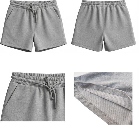 Girls Sweat Shorts, 2-Pack, Elastic Waistband with Pockets, Wrinkle-Free Quick-Drying Summer Athletic Shorts in Kuwait
