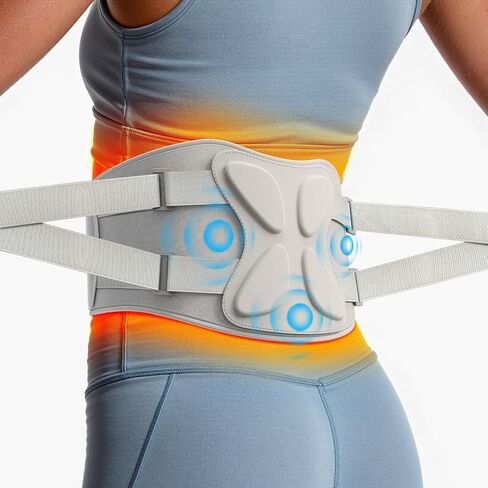 Triple Method Back Massager with Heat, Vibration Massage and Lumbar Support, 5000mAh Rechargeable Cordless Heating Pad, Portable Lower Back Massager for Muscle Relief and Relaxation in Kuwait