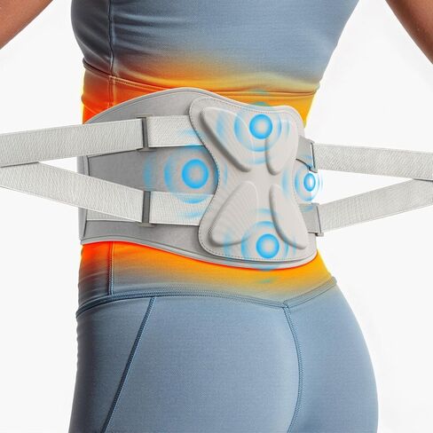 Triple Method Back Massager with Heat, Vibration Massage and Lumbar Support, 5000mAh Rechargeable Cordless Heating Pad, Portable Lower Back Massager for Muscle Relief and Relaxation in Kuwait