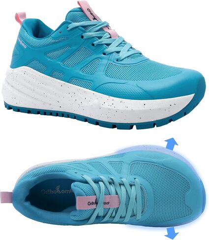 OrthoComfoot Women's Orthopedic Wide Plantar Fasciitis Shoes:Comfortable Arch Support Flat Feet Orthotic Sports Sneakers,Casual Hammer Toes Trekking Walking Running Shoes for Foot Heel and Pain Relief in Kuwait