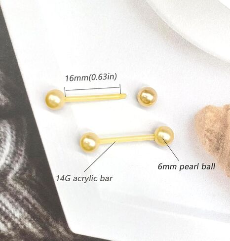 48Pcs 14G Glow in Dark Flexible Acrylic Straight Tongue Barbell Nipple Ring Retainer Piercing Jewelry for Women Men 16mm Bar in Saudi Arabia