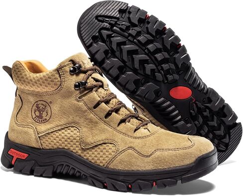 FLYLAND Men's Chukka Boots Casual Leather Shoes Ankle Shoes Non Slip Breathable Comfortable Mid Top for Outdoor Driving Walking in Saudi Arabia