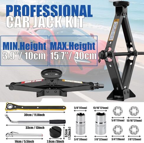Car Jack Kit 3 Ton/6614 lbs Multipurpose Universal Scissor Jack for Car with Rubber Jack Pad, Portable Spare Tire Changing Kit for Sedan SUV MPV Tesla in Saudi Arabia