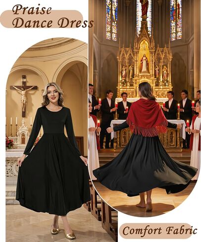 Women's Praise Dance Dress Long Swing Liturgical Worship Church Dancewear Costume Flowing Dance Dress S-3XL in Saudi Arabia