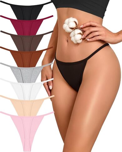 FINETOO 8 قطع من القطن ثونج للنساء مثير G-سلسلة ثونغ السيدات سراويل داخلية نسائية S-XXL in Kuwait