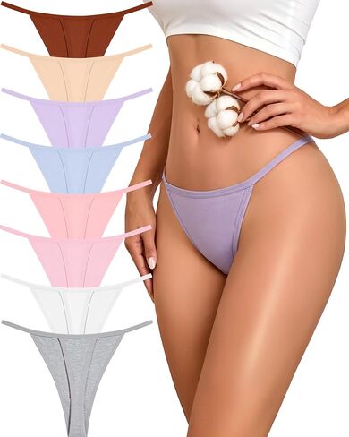 FINETOO 8 قطع من القطن ثونج للنساء مثير G-سلسلة ثونغ السيدات سراويل داخلية نسائية S-XXL in Kuwait