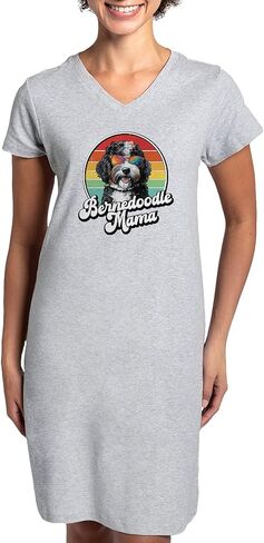 قميص نوم نسائي من CafePress Bernedoodle، قميص بيجامة طويل ناعم، بيجامة/بيجامة قطنية in Kuwait