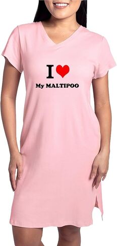 قميص نوم CafePress I Love My MALTIPOO للسيدات، قميص بيجامة طويل ناعم، بيجامة/بيجامة قطنية in Kuwait