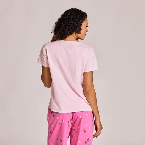 Life is Good. Women's Strawberry Bunch Snuggle Up Sleep Vee, Seashell Pink in Kuwait