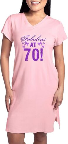قميص نوم CafePress Fabulous 70th عيد ميلاد نسائي، قميص بيجامة طويل ناعم، بيجامة/بيجامة قطنية in Kuwait