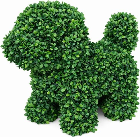 ENVEN Artificial Topiary Dog Lucky, Faux Boxwood Puppy Decor, UV Resistant Greenery Animal Sculpture, Maintenance-Free Lifelike Indoor Outdoor Garden Statue (2) in Saudi Arabia