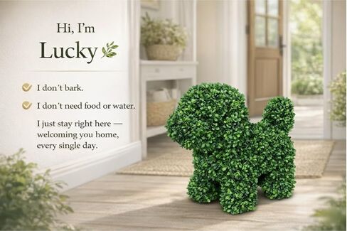 ENVEN Artificial Topiary Dog Lucky, Faux Boxwood Puppy Decor, UV Resistant Greenery Animal Sculpture, Maintenance-Free Lifelike Indoor Outdoor Garden Statue (2) in Saudi Arabia