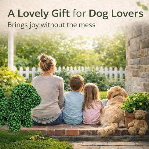 ENVEN Artificial Topiary Dog Lucky, Faux Boxwood Puppy Decor, UV Resistant Greenery Animal Sculpture, Maintenance-Free Lifelike Indoor Outdoor Garden Statue (2) in Saudi Arabia