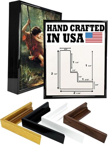 WHOLESALE ARTS AND FRAMES 2-1/8" Deep Polystyrene 18x26 Walnut Floater Picture Frame- Factory Assembled for 0.75 1.5 1.75 Stretched Canvas by Wholesaleartsframes-com Floating Frame Made in USA in Saudi Arabia
