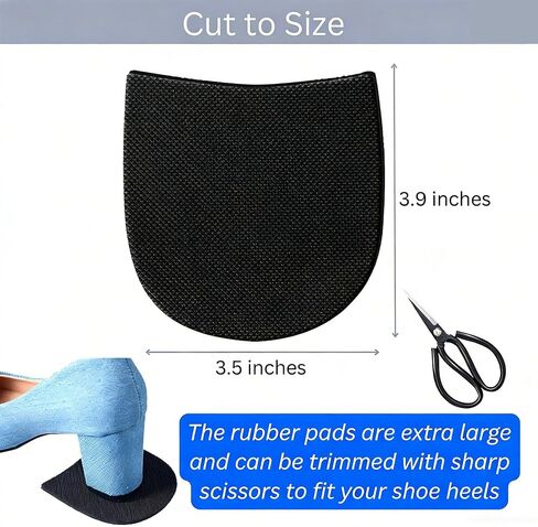 Large SizeRubber Shoe Heel Repair Pads, 4mm Thick, with Scissors, Sanding Tools & Glue, for Men’s & Women’s Boots, Formal Shoes — 2 Pairs, Black in Saudi Arabia