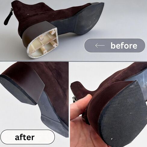 Large SizeRubber Shoe Heel Repair Pads, 4mm Thick, with Scissors, Sanding Tools & Glue, for Men’s & Women’s Boots, Formal Shoes — 2 Pairs, Black in Saudi Arabia