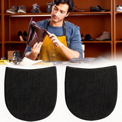 Large SizeRubber Shoe Heel Repair Pads, 4mm Thick, with Scissors, Sanding Tools & Glue, for Men’s & Women’s Boots, Formal Shoes — 2 Pairs, Black in Saudi Arabia