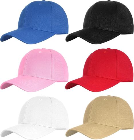 baotongle 6pcs Baseball Cap Adjustable Size Plain for Men Women Blank hat for Running Workouts and Outdoor Activities Multi in Kuwait