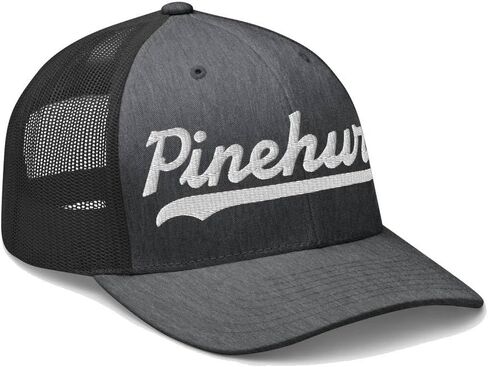 Pinehurst Hat Pinehurst Trucker Hat Baseball Script Embroidered Cap Vintage Sports Gift Souvenir Headwear Dark Heather Gray in Kuwait
