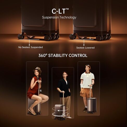 Electric Rideable Suitcase, 20-Inch Carry-On, Gemstone Brown | C-LT Floating Suspension, 38L Capacity, 360° Spinner Wheels, Removable 91.8Wh Battery, TSA Lock in Kuwait