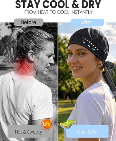 GXCROR Cooling Skull Cap Durag Bandana, Sweat Wicking Head Wrap for Cycling Running Motorcycle, Breathable Doo Rag in Saudi Arabia