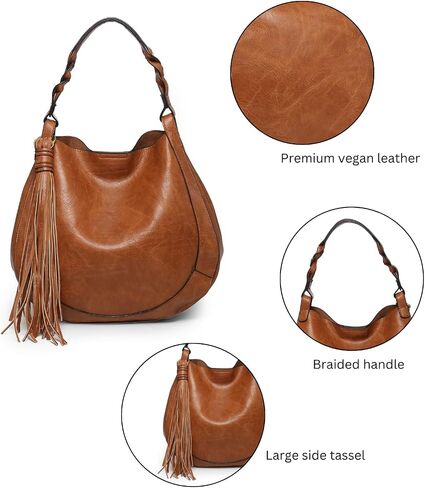 حقائب Eloise Round Hobo للنساء، محفظة كتف وحقيبة يد من الجلد النباتي مع حقيبة كروس داخلية in Kuwait