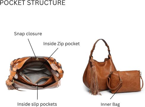حقائب Eloise Round Hobo للنساء، محفظة كتف وحقيبة يد من الجلد النباتي مع حقيبة كروس داخلية in Kuwait