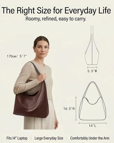 Large Full-Zip Hobo Bag for Women, Soft Vegan Leather Slouchy Shoulder Work Tote, Center Zip Divider, Multiple Pockets Purse in Saudi Arabia