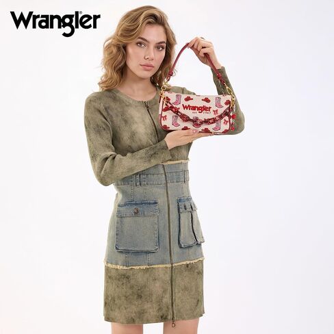 حقيبة كتف Wrangler Rodeo Icons مصمم Y2K Clutch Purse حقيبة يد هوبو غربية مع حزام سلسلة in Saudi Arabia