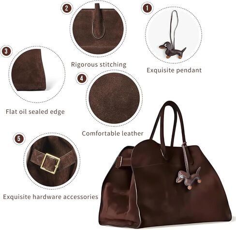 Genuine Suede Tote Bag for women, Purely Hand-Sewn Luxury HOBO Bag, with Puppy Charm and Card Holder in Saudi Arabia