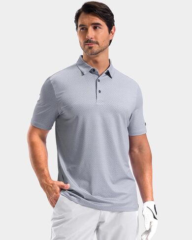 Obla Mens Golf Shirt Short Sleeve Dry Fit Moisture Wicking Performance Athletic Casual Print Collared Polo Shirts for Men in Saudi Arabia