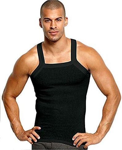 John Son Super Heavy Weight Square Cut Tank Top - 2 Pack (1XL, Black) in Saudi Arabia