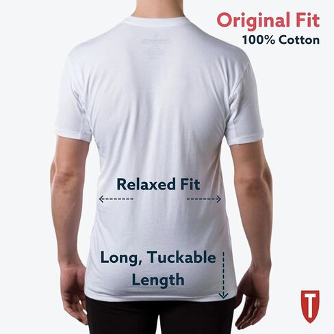 Men's Sweatproof Undershirt | Cotton Crew Neck | Original Fit | with Sweat Pads | White, Black | 4-PK Bundle | Large in Kuwait