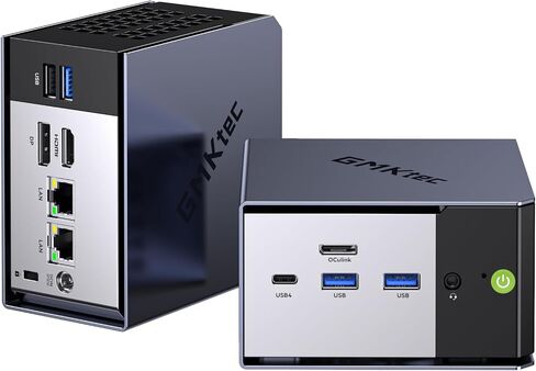 GMKtec Gaming Mini PC AMD Ryzen 7 5825U (Upgraded 5700U), 32GB RAM 512GB SSD Dual NIC LAN 2.5Gbps Desktop Computers Triple 4K Display, WiFi 6E, USB3.2, USB-C, BT 5.2, DP, HDMI in Kuwait