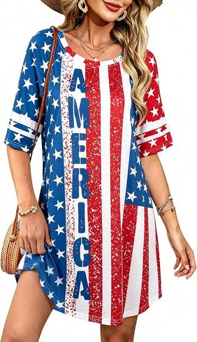 VILOVE 4th of July Dresses for Women American Flag Dress 250 Years Anniversary USA Patriotic Casual Dresses in Kuwait
