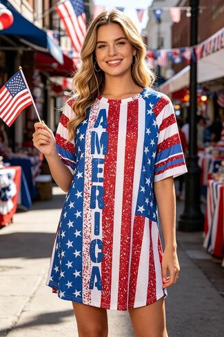 VILOVE 4th of July Dresses for Women American Flag Dress 250 Years Anniversary USA Patriotic Casual Dresses in Kuwait