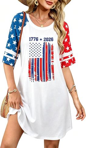 VILOVE 4th of July Dresses for Women American Flag Dress 250 Years Anniversary USA Patriotic Casual Dresses in Kuwait
