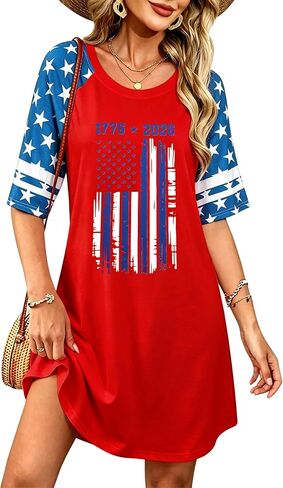 VILOVE 4th of July Dresses for Women American Flag Dress 250 Years Anniversary USA Patriotic Casual Dresses in Kuwait