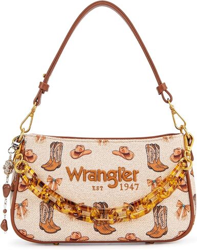 Wrangler Rodeo Icons Shoulder Bag Designer Y2K Clutch Purse Western Hobo Handbag with Chain Strap in Kuwait