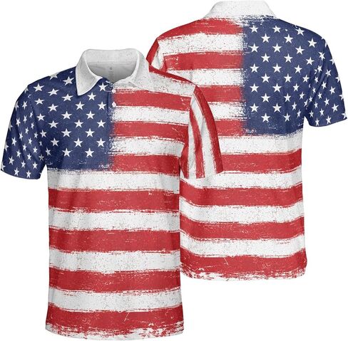 4th of July Polo Shirts for Men 250th Anniversary Patriotic American Flag Moisture Wicking Short Sleeve Golf Top in Kuwait