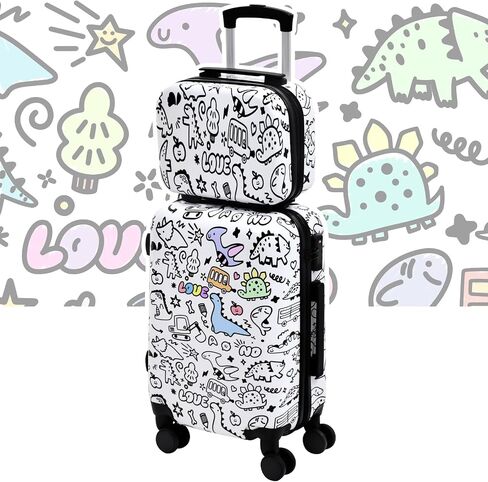 smilesun 20" Kids Ride On Luggage with DIY Coloring, Durable Lightweight Carry On Travel Suitcase with Spinner Wheels, TSA Lock in Kuwait