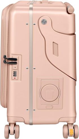 22" Kids Suitcase with Seat and Safety Belt, Ride On Luggage for Boys & Girls, Hardside Suitcase with Phone Holder, Cup Holder & Brake Wheels for Airplane Travel,Pink in Kuwait