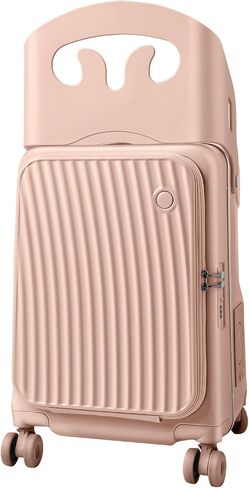 22" Kids Suitcase with Seat and Safety Belt, Ride On Luggage for Boys & Girls, Hardside Suitcase with Phone Holder, Cup Holder & Brake Wheels for Airplane Travel,Pink in Kuwait